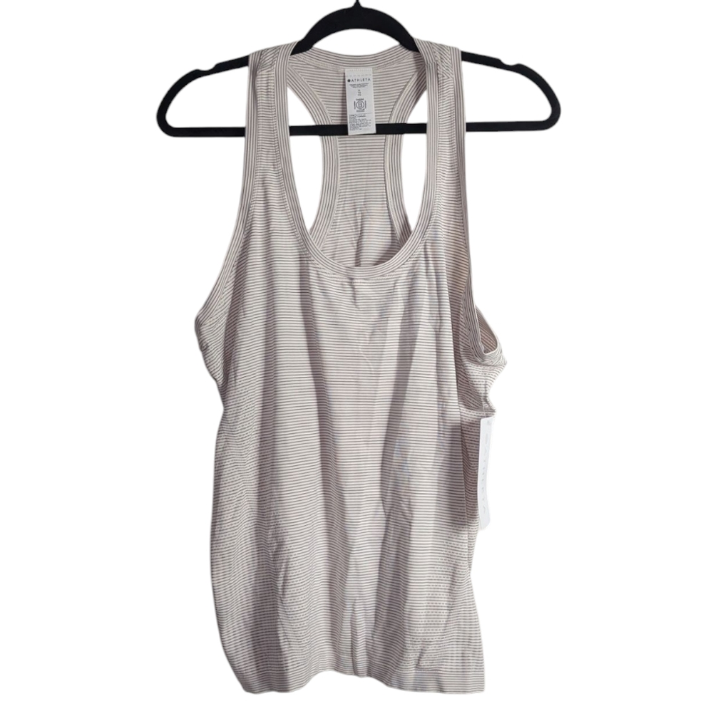 Athleta Striped Racerback Tank Top in Cream and Gray